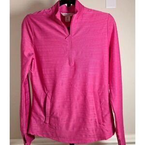 Tommy Bahama Golf S Tennis 1/4‎ Zip Women's S Pink Horizontal Textured Mock Neck